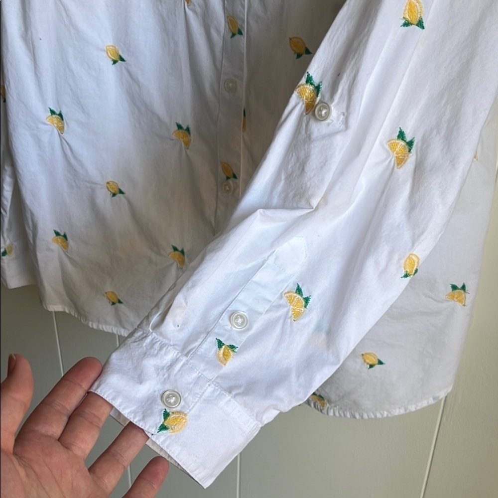 Kim Rogers Women’s Button Down Novelty Print Lemon Citrus Cotton Shirt Sz L - Picture 5 of 11